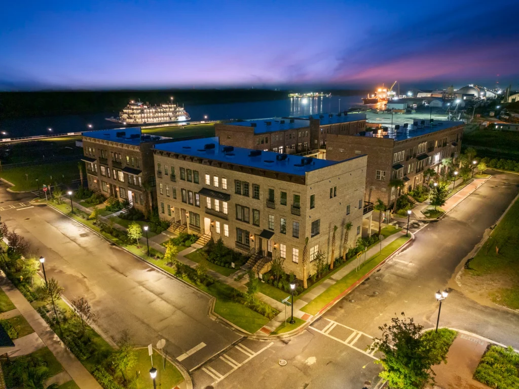 Aerial view of Upper East Ave Condominiums, Savannah GA.